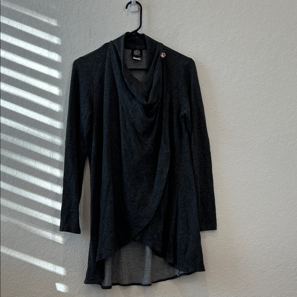 Bobeau Heather Gray Open Cardigan